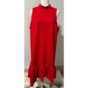 Maeve by Anthropologie red ruffle hem shift dress 1X